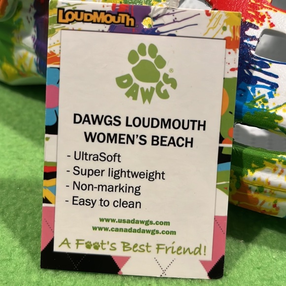 DAWGS Loudmouth Women’s Beach Clogs Drop Cloth Pattern Size 11 NWT - Picture 7 of 8